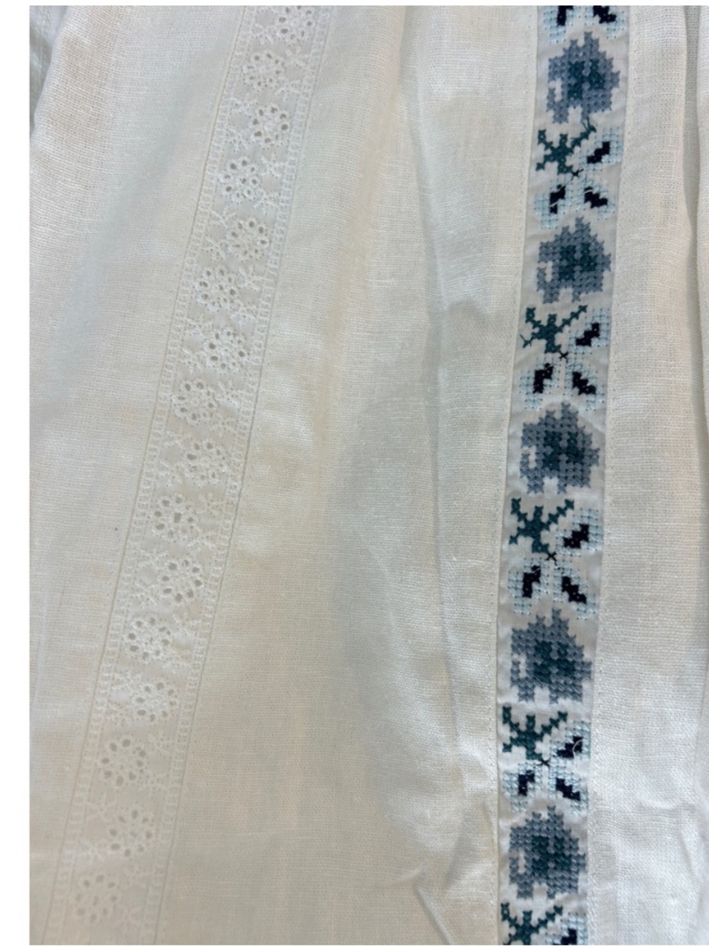 Caroline Constas White Linen Skirt with Embroidery - Picture 5 of 7